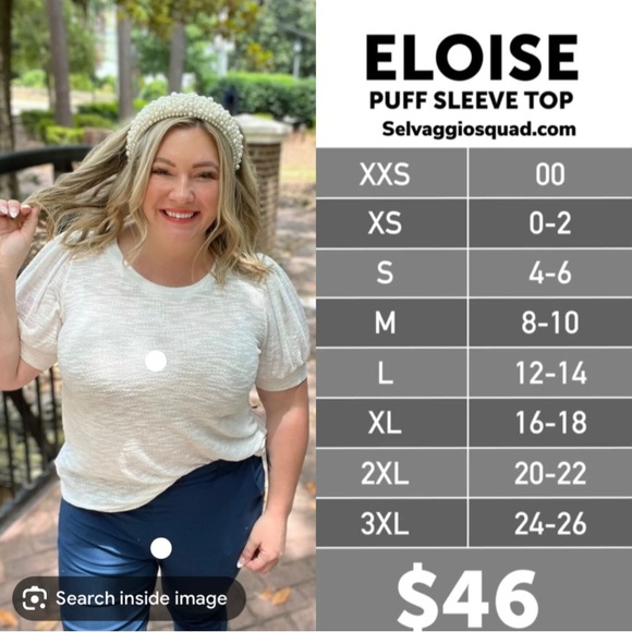 Lularoe NWT XXS Eloise Puffed Sleeve Top - Picture 2 of 2